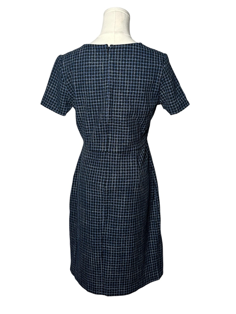 Seraphine The Work Edit Navy Stretch Tweed Short Sleeve Dress Career Maternity - Picture 3 of 7